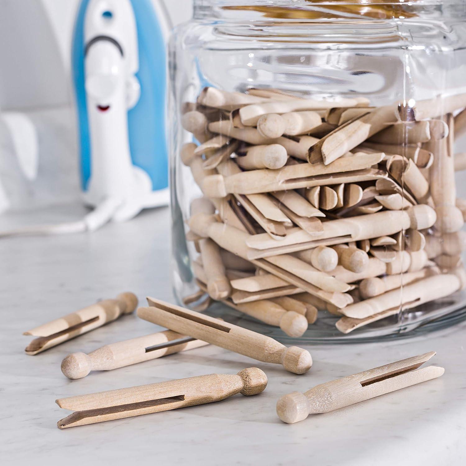 imageHoneyCanDo 100 Pack Round Birch Wood Clothespins Durable Wood Clips For Hanging Clothes Pins And Laundry For Organizing Drying amp Everyday Use Practical Hanging Solutions Reliable Wooden Clips600Pack