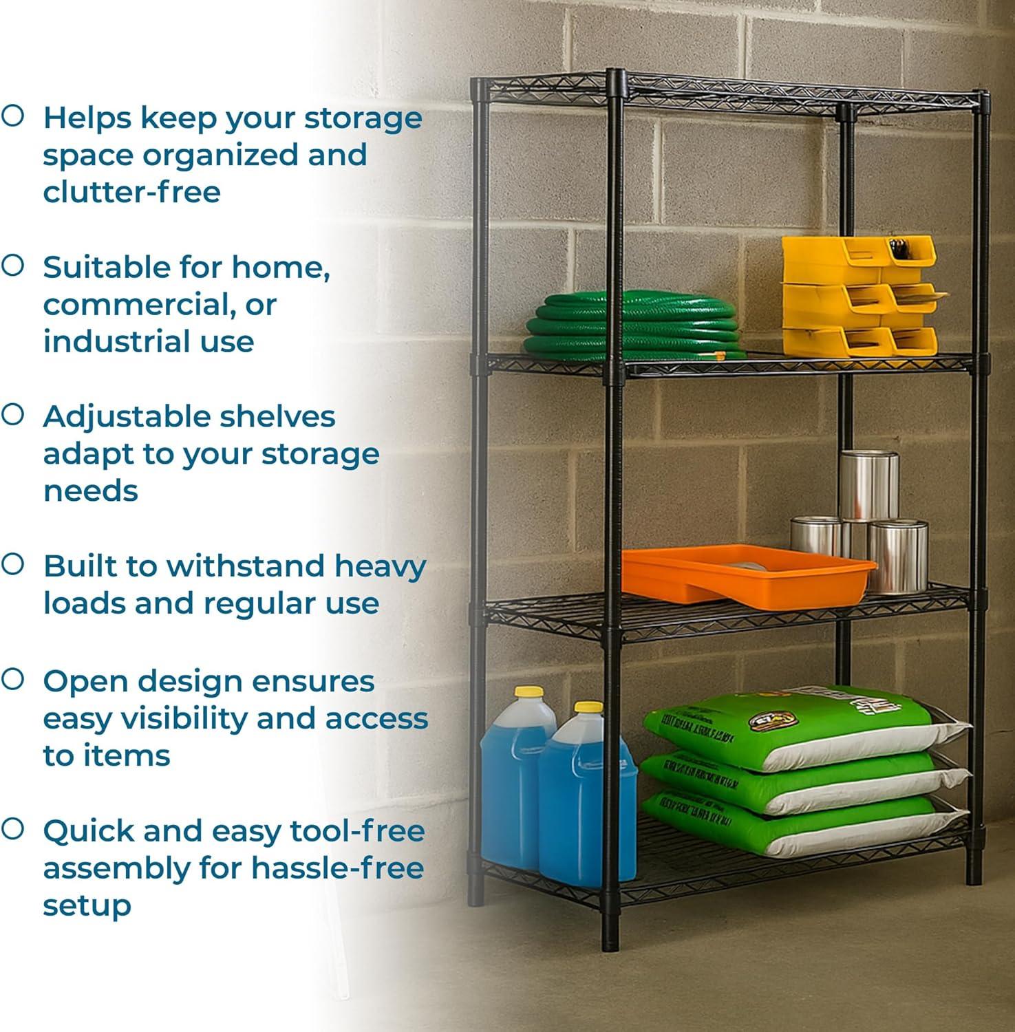 imageHoneyCanDo 3Tier Heavy Duty Adjustable Shelving Unit 250lb Per Shelf Metal Storage Rack NSF Certified Wire Shelf for Kitchen Garage Pantry Black 24 x 14 x 30 inBlack