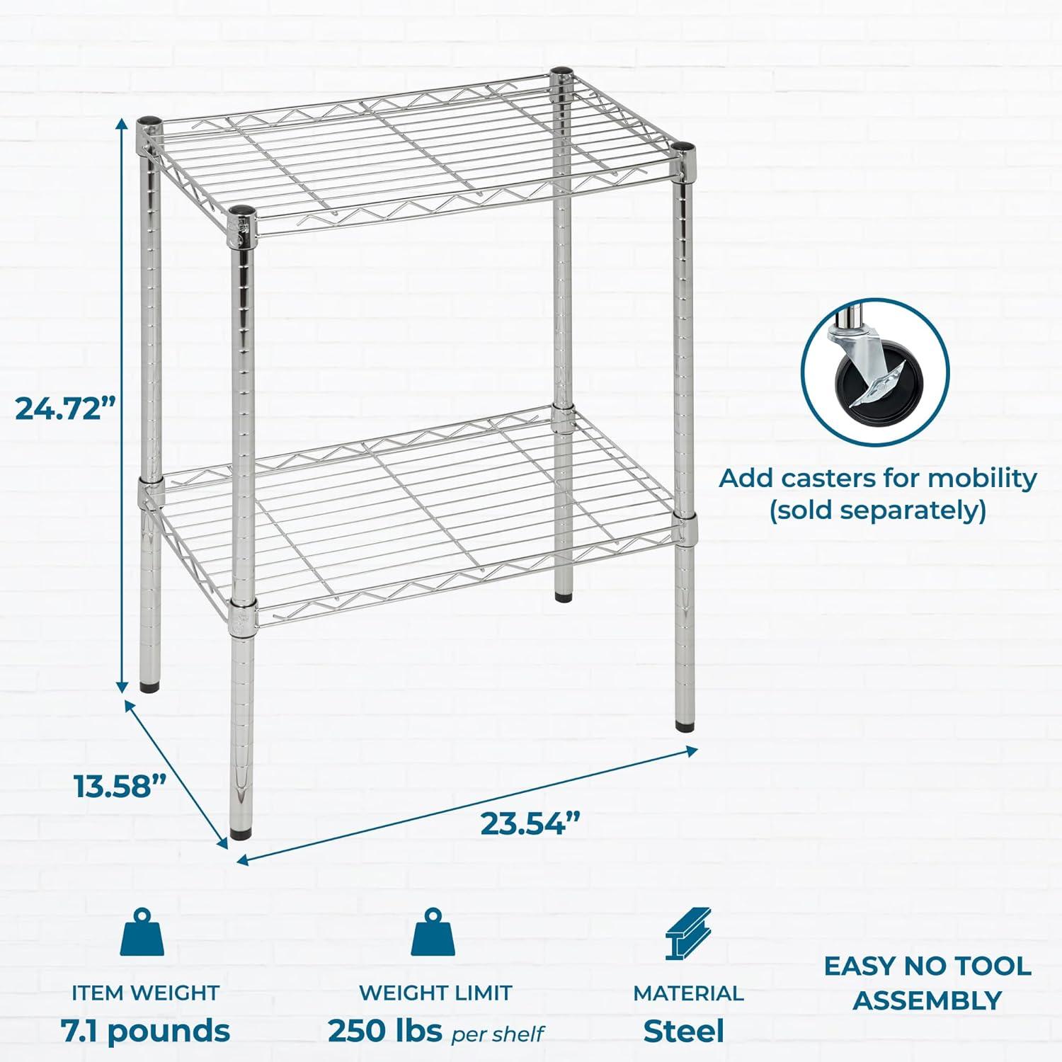 imageHoneyCanDo 3Tier Heavy Duty Adjustable Shelving Unit 250lb Per Shelf Metal Storage Rack NSF Certified Wire Shelf for Kitchen Garage Pantry Black 24 x 14 x 30 inChrome