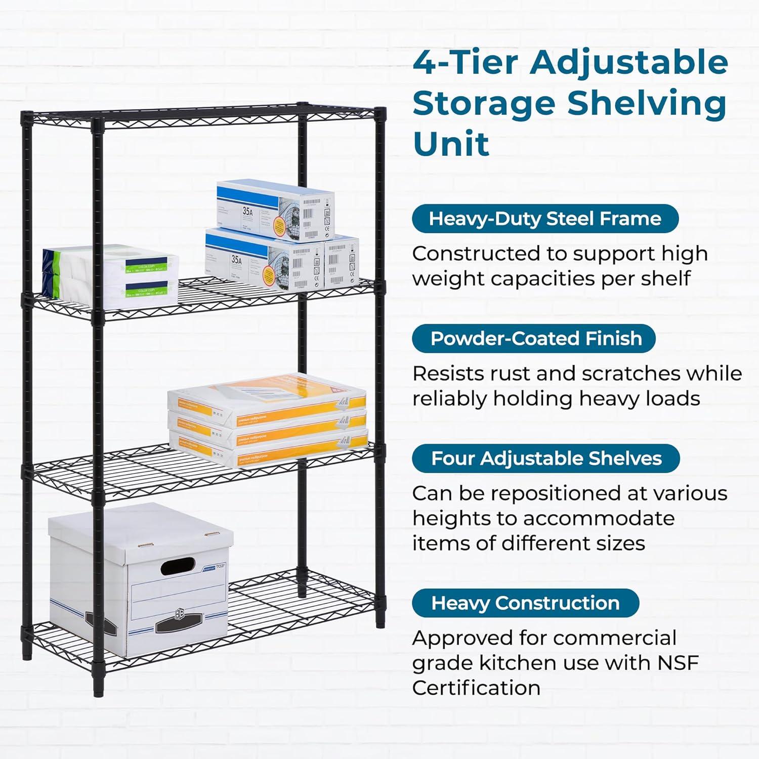 imageHoneyCanDo 3Tier Heavy Duty Adjustable Shelving Unit 250lb Per Shelf Metal Storage Rack NSF Certified Wire Shelf for Kitchen Garage Pantry Black 24 x 14 x 30 inBlack
