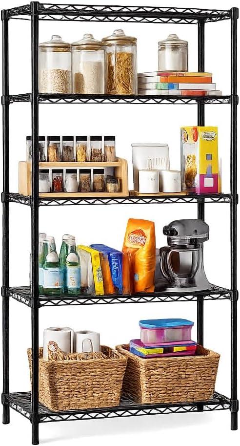 imageHoneyCanDo 3Tier Heavy Duty Adjustable Shelving Unit 250lb Per Shelf Metal Storage Rack NSF Certified Wire Shelf for Kitchen Garage Pantry Black 24 x 14 x 30 inBlack