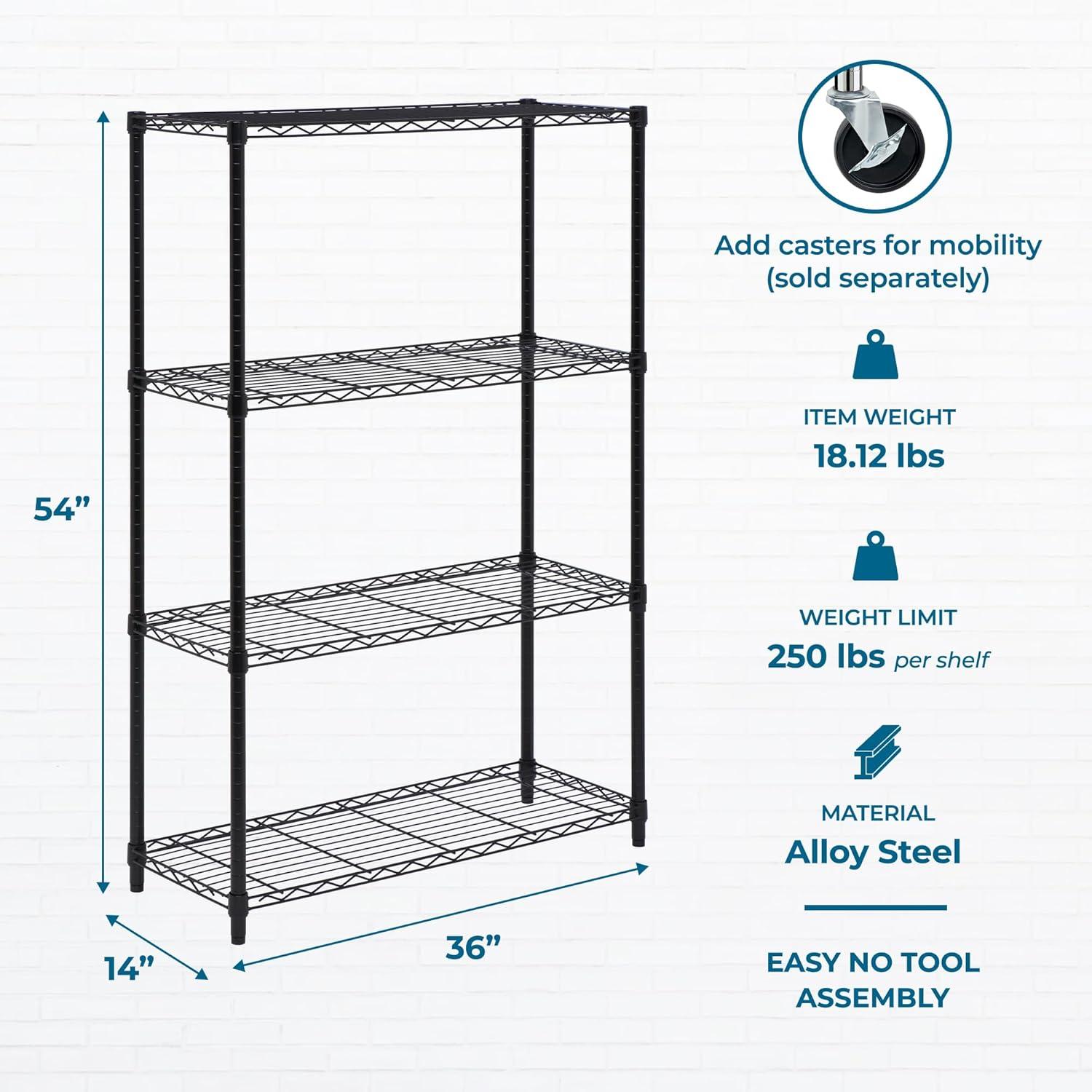 imageHoneyCanDo 3Tier Heavy Duty Adjustable Shelving Unit 250lb Per Shelf Metal Storage Rack NSF Certified Wire Shelf for Kitchen Garage Pantry Black 24 x 14 x 30 inBlack