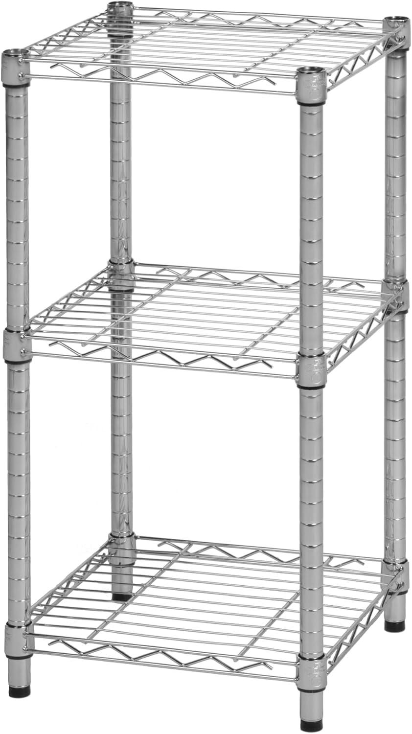 imageHoneyCanDo 3Tier Heavy Duty Adjustable Shelving Unit 250lb Per Shelf Metal Storage Rack NSF Certified Wire Shelf for Kitchen Garage Pantry Black 24 x 14 x 30 inChrome