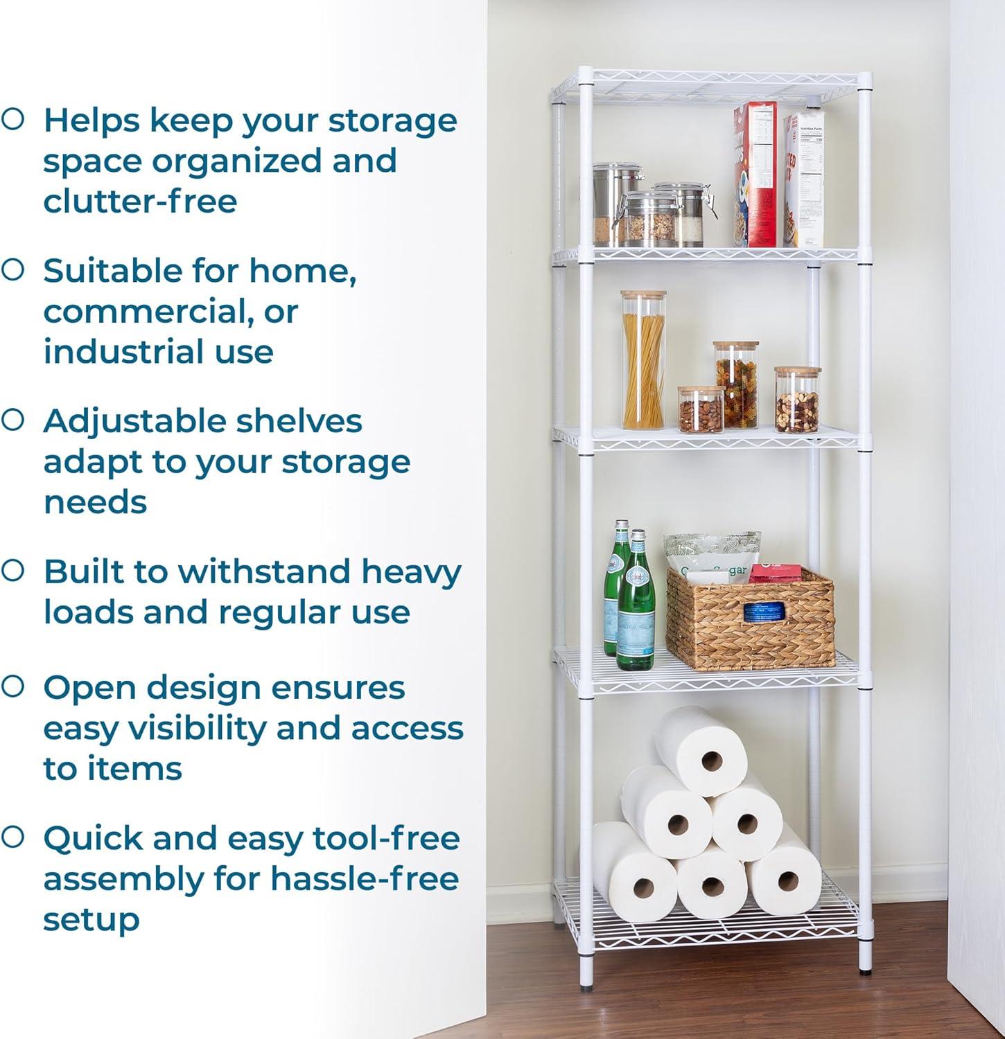 imageHoneyCanDo 3Tier Heavy Duty Adjustable Shelving Unit 250lb Per Shelf Metal Storage Rack NSF Certified Wire Shelf for Kitchen Garage Pantry Black 24 x 14 x 30 inWhite
