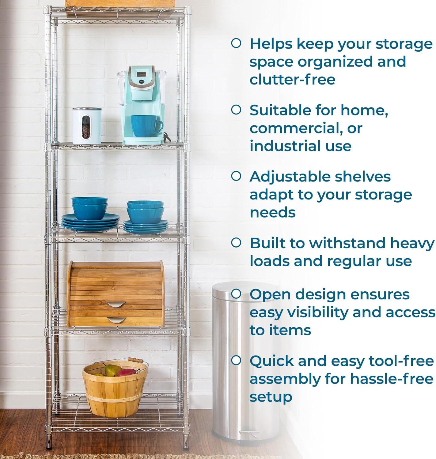 imageHoneyCanDo 3Tier Heavy Duty Adjustable Shelving Unit 250lb Per Shelf Metal Storage Rack NSF Certified Wire Shelf for Kitchen Garage Pantry Black 24 x 14 x 30 inChrome