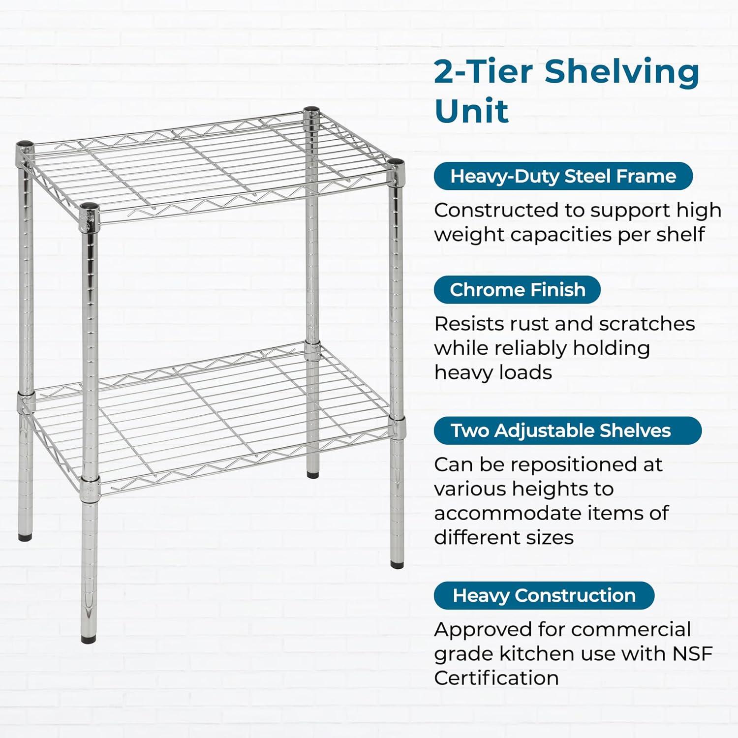 imageHoneyCanDo 3Tier Heavy Duty Adjustable Shelving Unit 250lb Per Shelf Metal Storage Rack NSF Certified Wire Shelf for Kitchen Garage Pantry Black 24 x 14 x 30 inChrome