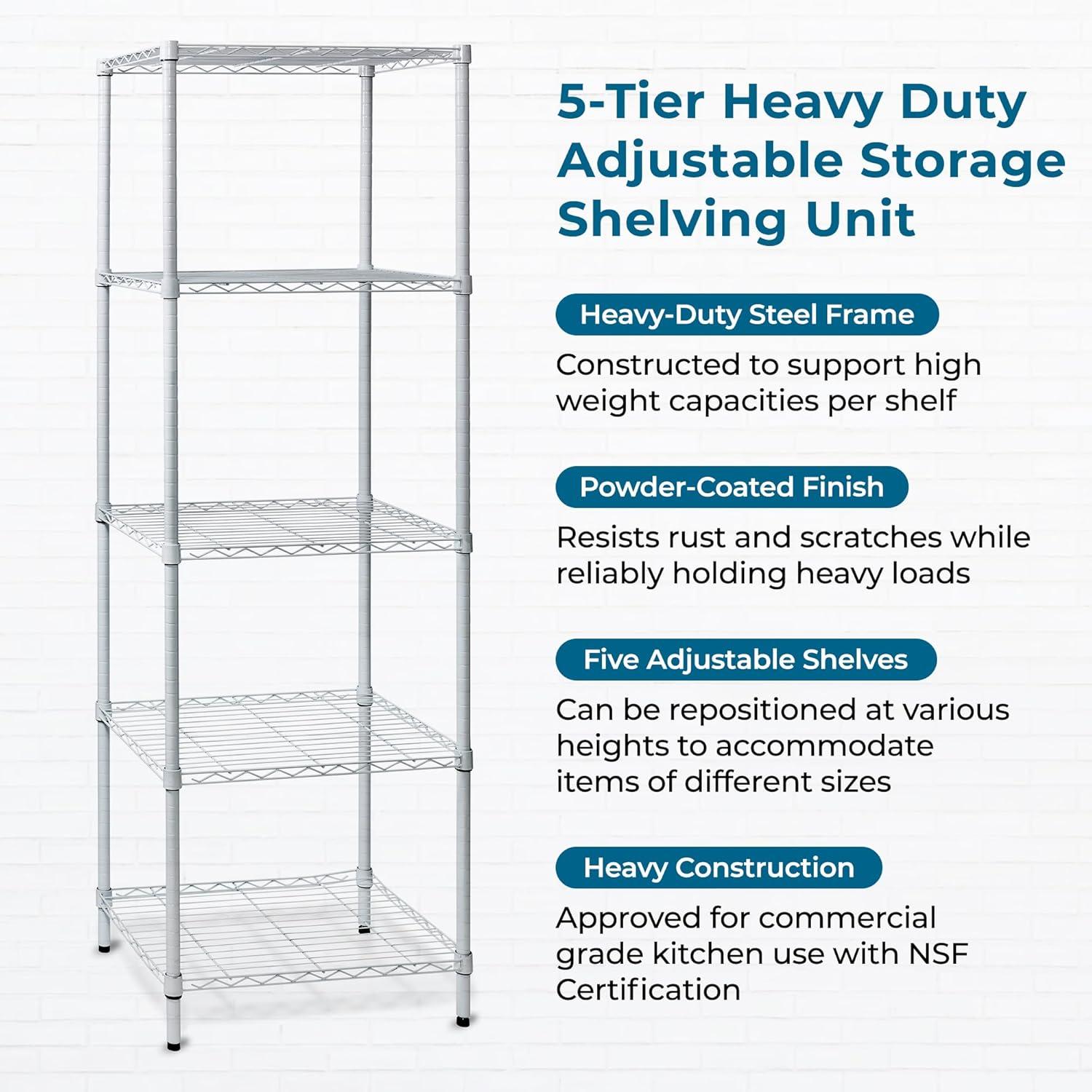 imageHoneyCanDo 3Tier Heavy Duty Adjustable Shelving Unit 250lb Per Shelf Metal Storage Rack NSF Certified Wire Shelf for Kitchen Garage Pantry Black 24 x 14 x 30 inWhite