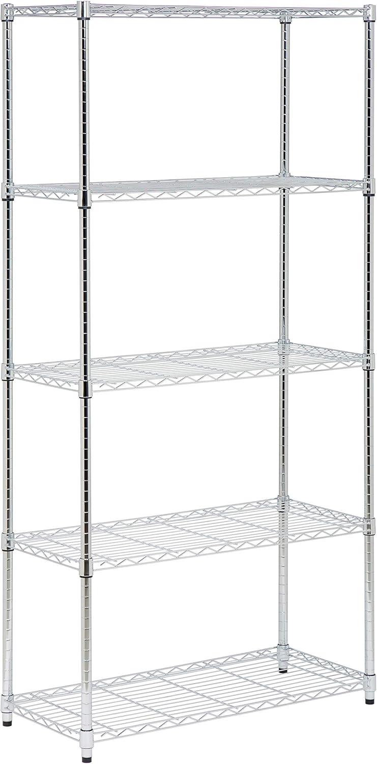 imageHoneyCanDo 3Tier Heavy Duty Adjustable Shelving Unit 250lb Per Shelf Metal Storage Rack NSF Certified Wire Shelf for Kitchen Garage Pantry Black 24 x 14 x 30 inChrome