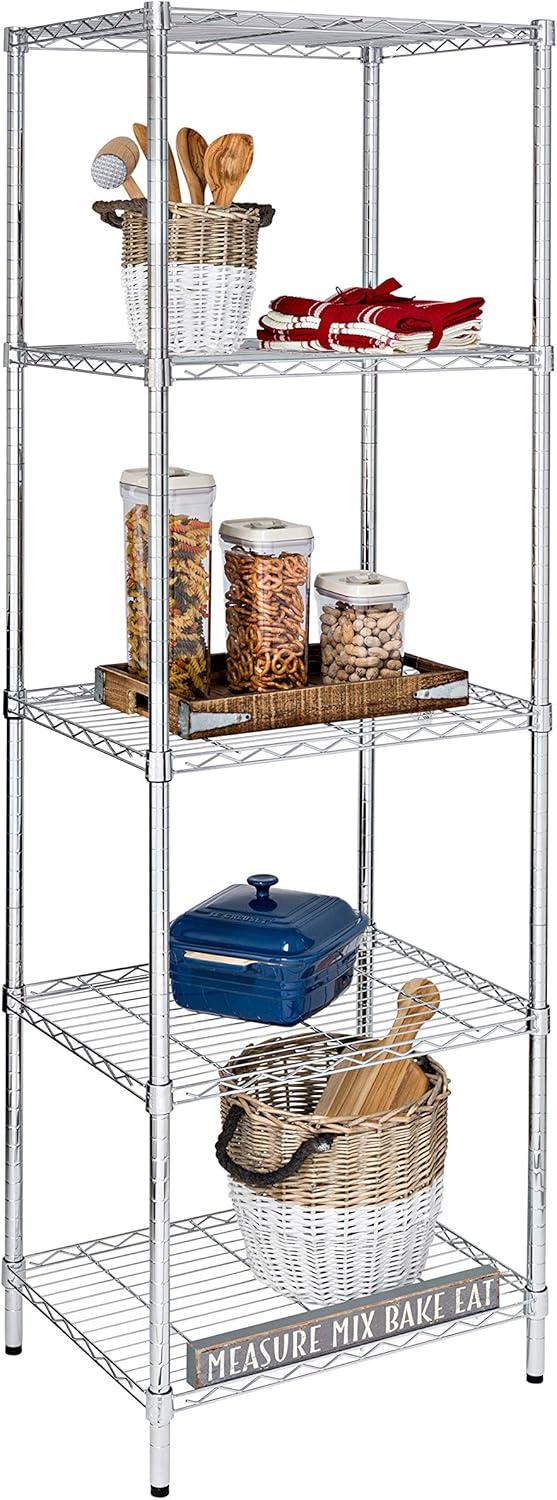 imageHoneyCanDo 3Tier Heavy Duty Adjustable Shelving Unit 250lb Per Shelf Metal Storage Rack NSF Certified Wire Shelf for Kitchen Garage Pantry Black 24 x 14 x 30 inChrome