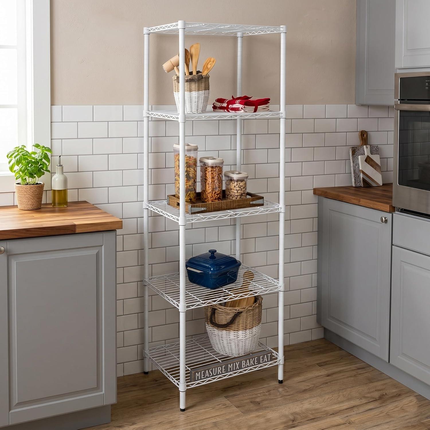 imageHoneyCanDo 3Tier Heavy Duty Adjustable Shelving Unit 250lb Per Shelf Metal Storage Rack NSF Certified Wire Shelf for Kitchen Garage Pantry Black 24 x 14 x 30 inWhite