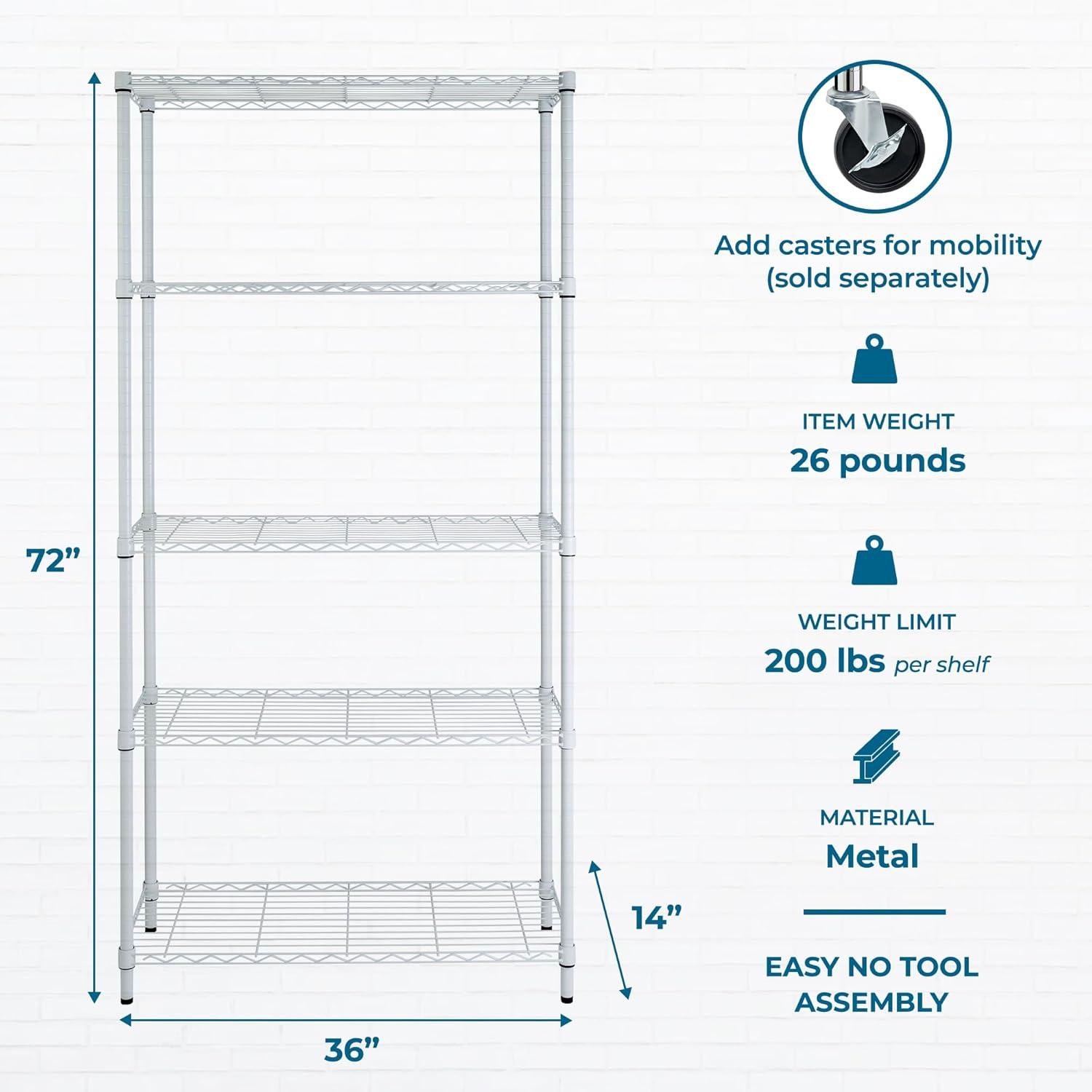 imageHoneyCanDo 3Tier Heavy Duty Adjustable Shelving Unit 250lb Per Shelf Metal Storage Rack NSF Certified Wire Shelf for Kitchen Garage Pantry Black 24 x 14 x 30 inWhite