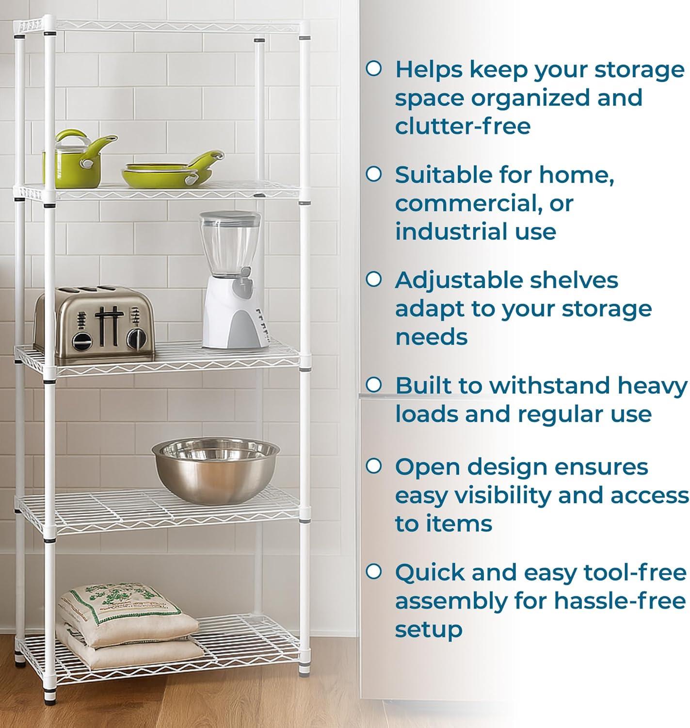 imageHoneyCanDo 3Tier Heavy Duty Adjustable Shelving Unit 250lb Per Shelf Metal Storage Rack NSF Certified Wire Shelf for Kitchen Garage Pantry Black 24 x 14 x 30 inWhite