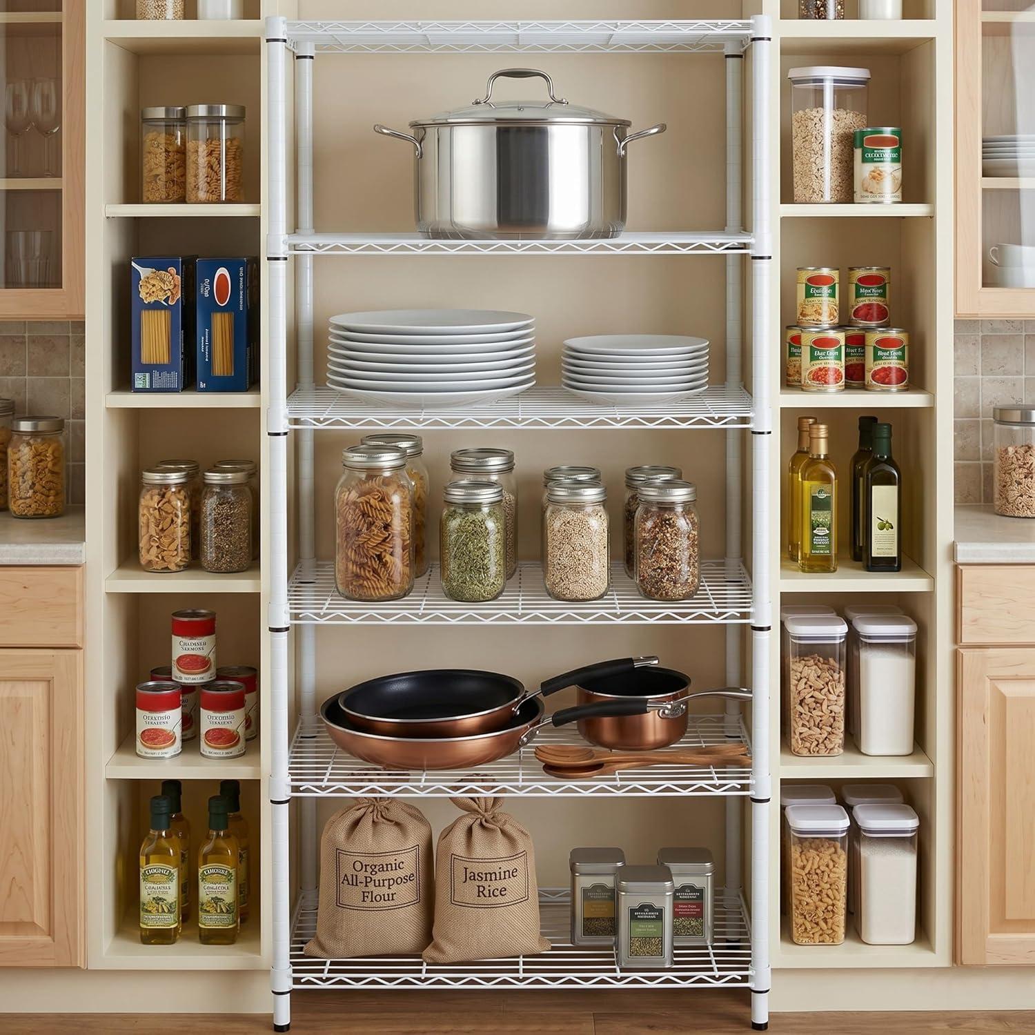 imageHoneyCanDo 3Tier Heavy Duty Adjustable Shelving Unit 250lb Per Shelf Metal Storage Rack NSF Certified Wire Shelf for Kitchen Garage Pantry Black 24 x 14 x 30 inWhite
