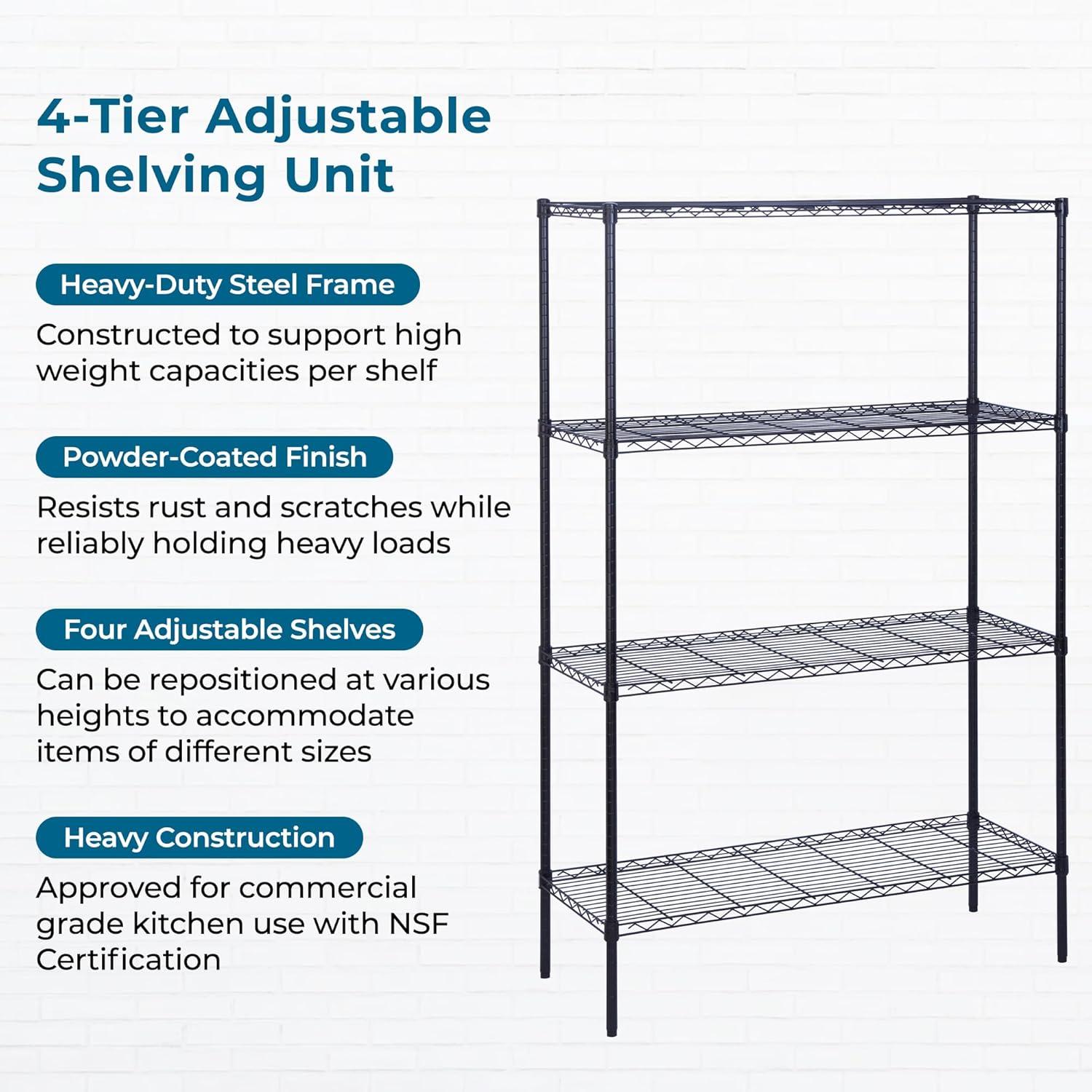 imageHoneyCanDo 3Tier Heavy Duty Adjustable Shelving Unit 250lb Per Shelf Metal Storage Rack NSF Certified Wire Shelf for Kitchen Garage Pantry Black 24 x 14 x 30 inBlack