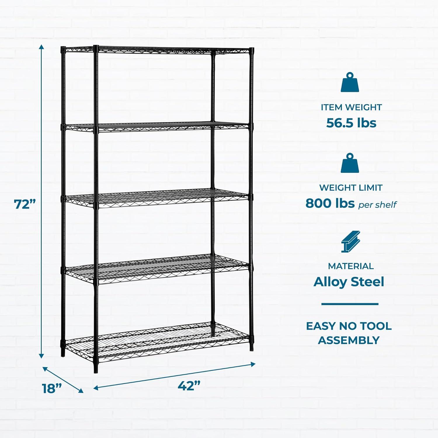imageHoneyCanDo 3Tier Heavy Duty Adjustable Shelving Unit 250lb Per Shelf Metal Storage Rack NSF Certified Wire Shelf for Kitchen Garage Pantry Black 24 x 14 x 30 inBlack