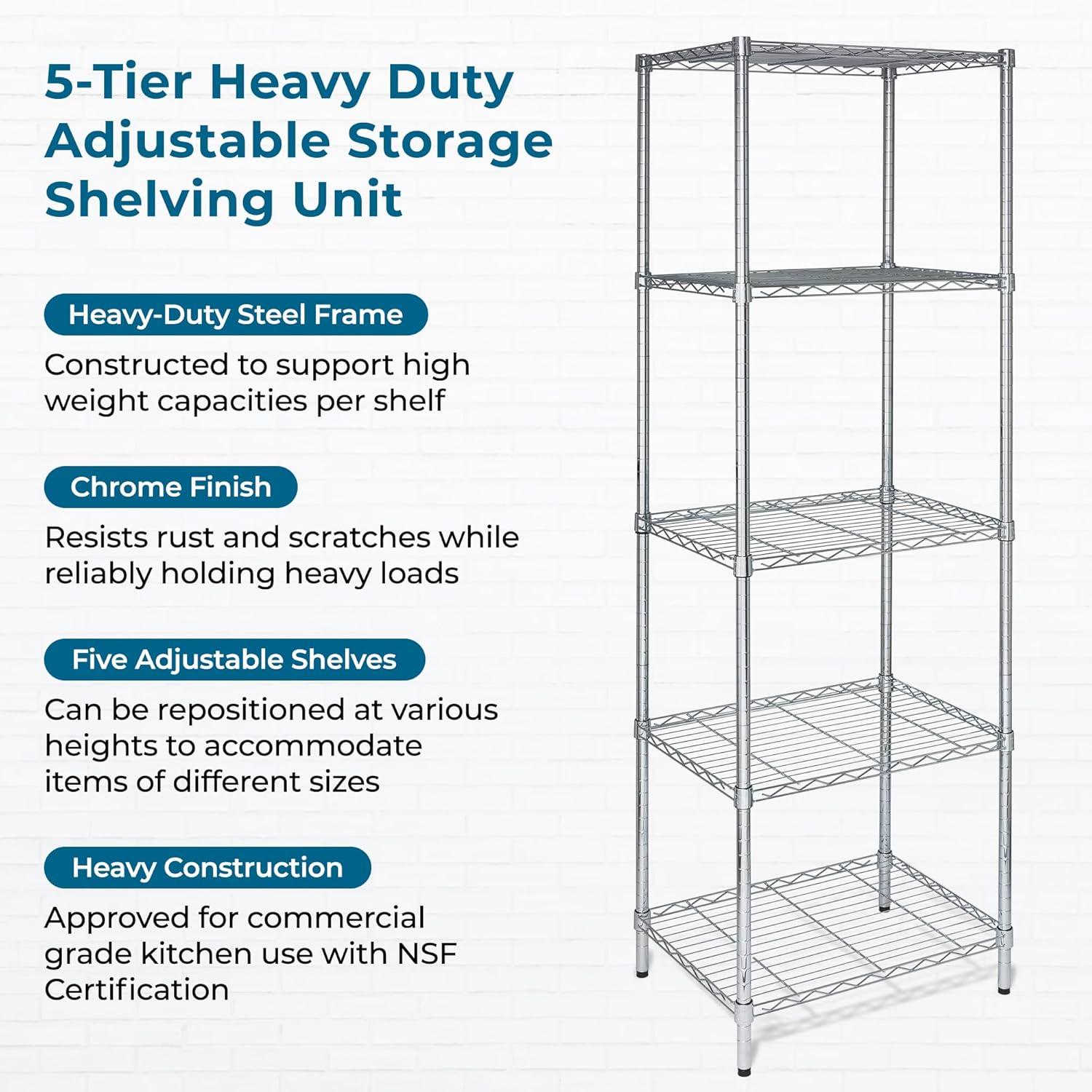 imageHoneyCanDo 3Tier Heavy Duty Adjustable Shelving Unit 250lb Per Shelf Metal Storage Rack NSF Certified Wire Shelf for Kitchen Garage Pantry Black 24 x 14 x 30 inChrome