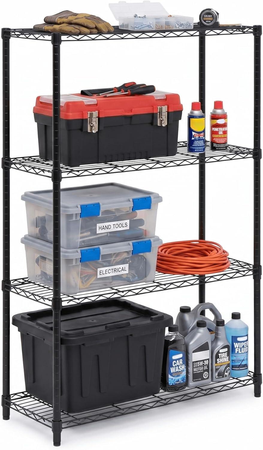 imageHoneyCanDo 3Tier Heavy Duty Adjustable Shelving Unit 250lb Per Shelf Metal Storage Rack NSF Certified Wire Shelf for Kitchen Garage Pantry Black 24 x 14 x 30 inBlack