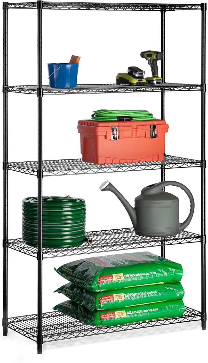 imageHoneyCanDo 3Tier Heavy Duty Adjustable Shelving Unit 250lb Per Shelf Metal Storage Rack NSF Certified Wire Shelf for Kitchen Garage Pantry Black 24 x 14 x 30 inBlack