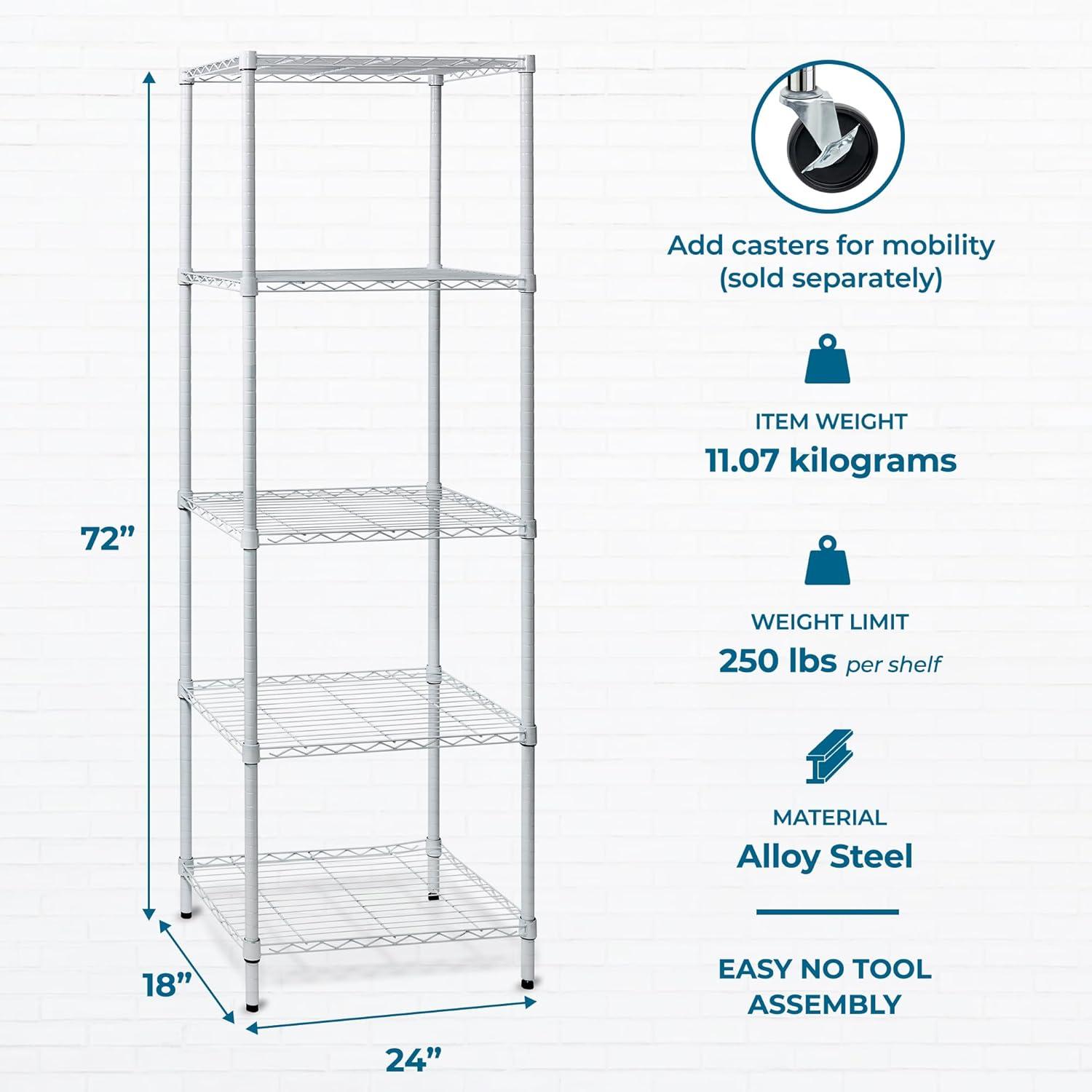 imageHoneyCanDo 3Tier Heavy Duty Adjustable Shelving Unit 250lb Per Shelf Metal Storage Rack NSF Certified Wire Shelf for Kitchen Garage Pantry Black 24 x 14 x 30 inWhite