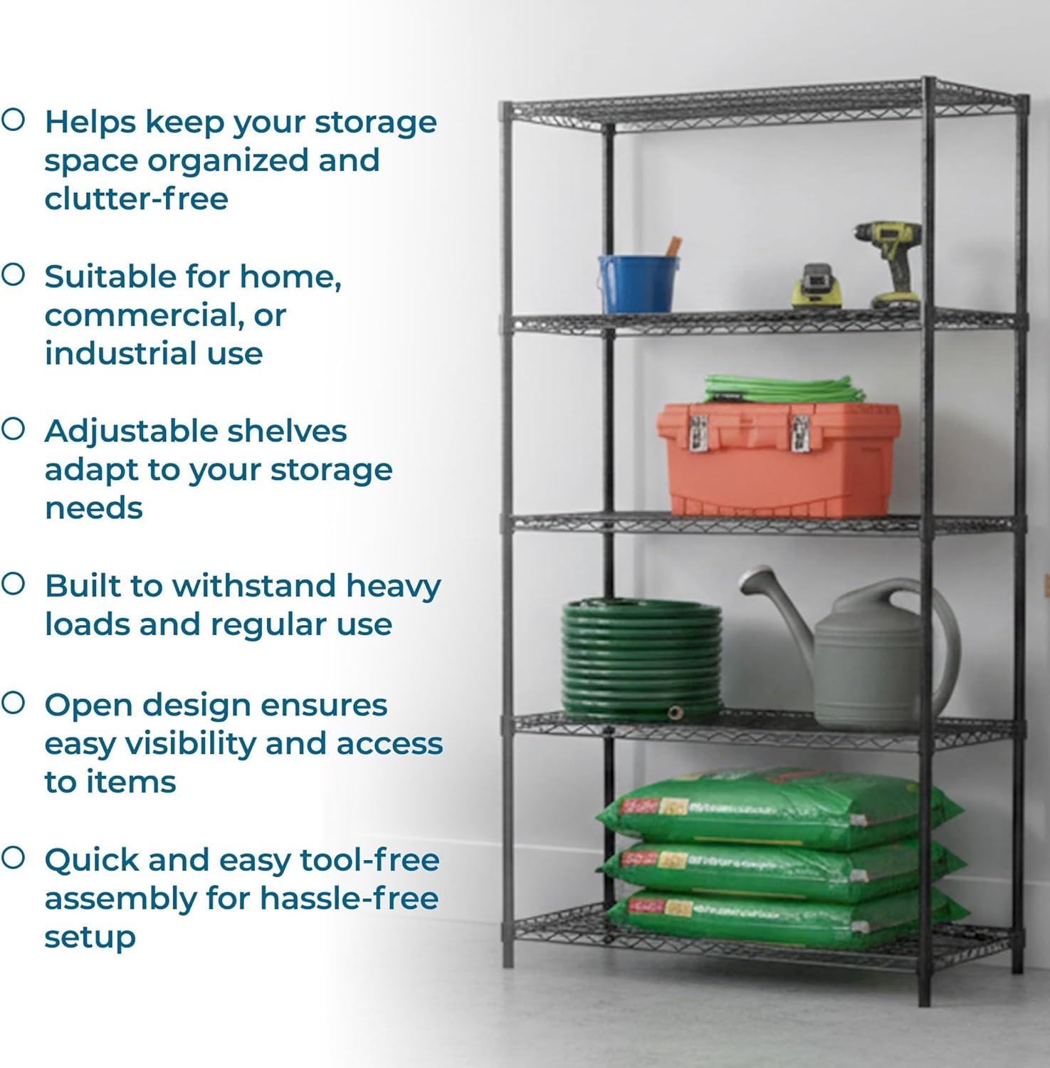 imageHoneyCanDo 3Tier Heavy Duty Adjustable Shelving Unit 250lb Per Shelf Metal Storage Rack NSF Certified Wire Shelf for Kitchen Garage Pantry Black 24 x 14 x 30 inBlack