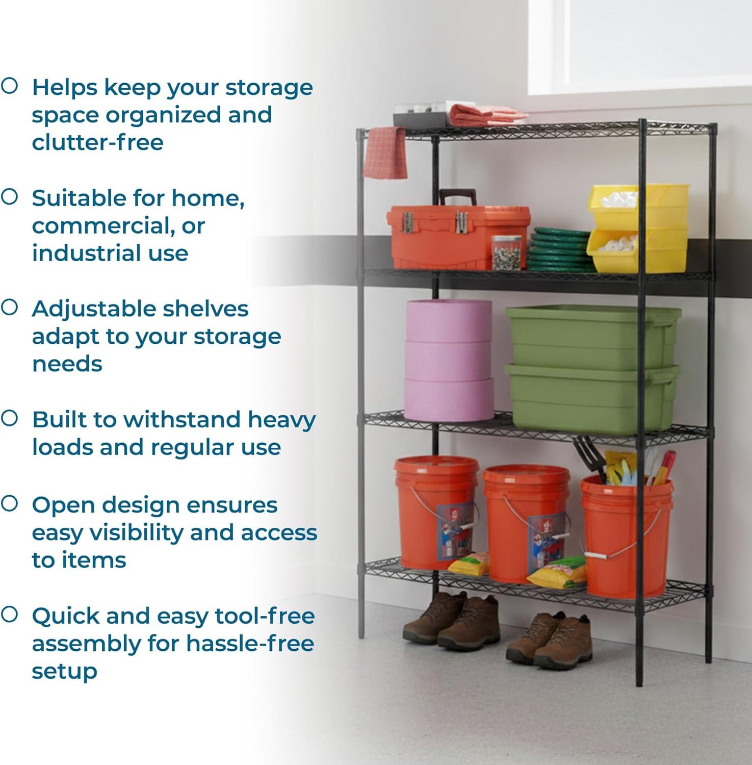 imageHoneyCanDo 3Tier Heavy Duty Adjustable Shelving Unit 250lb Per Shelf Metal Storage Rack NSF Certified Wire Shelf for Kitchen Garage Pantry Black 24 x 14 x 30 inBlack