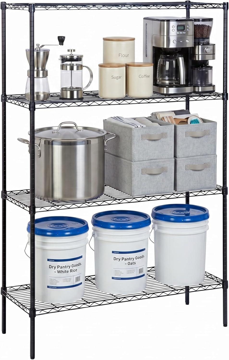 imageHoneyCanDo 3Tier Heavy Duty Adjustable Shelving Unit 250lb Per Shelf Metal Storage Rack NSF Certified Wire Shelf for Kitchen Garage Pantry Black 24 x 14 x 30 inBlack