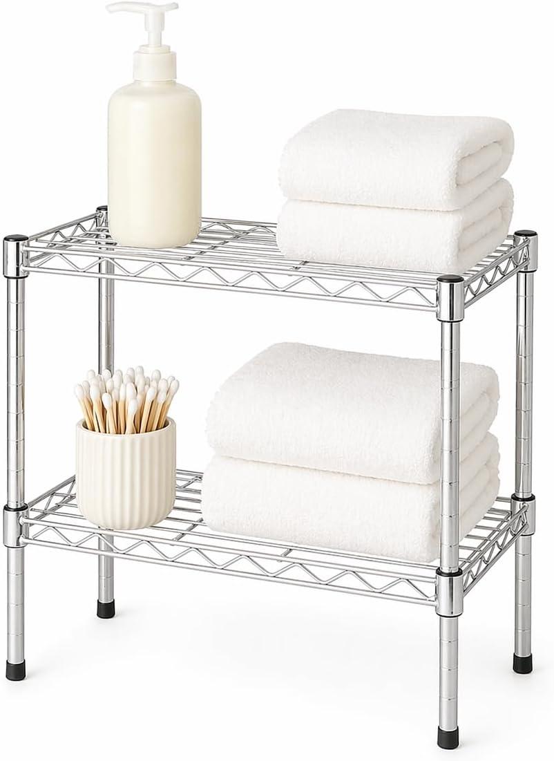 imageHoneyCanDo 3Tier Heavy Duty Adjustable Shelving Unit 250lb Per Shelf Metal Storage Rack NSF Certified Wire Shelf for Kitchen Garage Pantry Black 24 x 14 x 30 inChrome