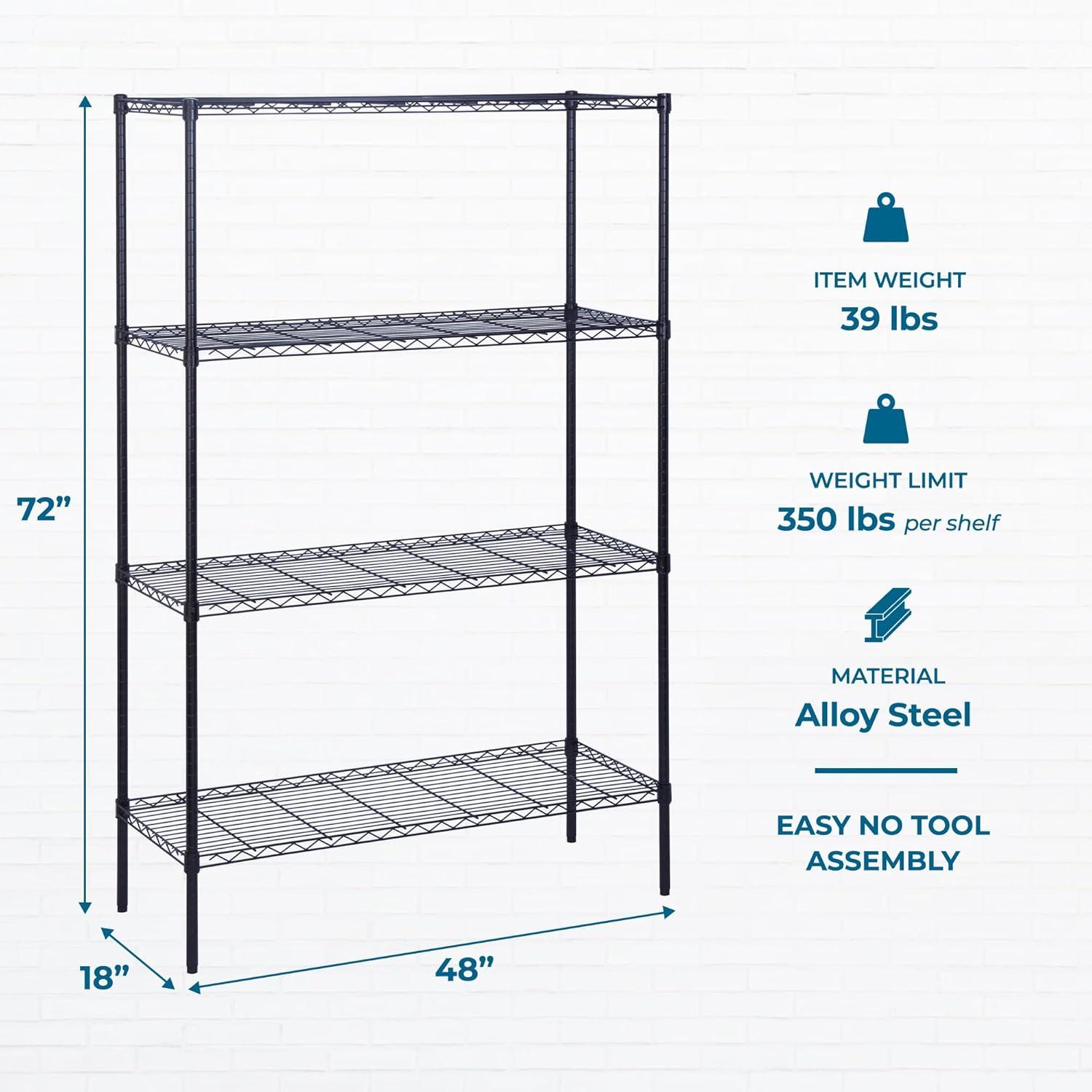 imageHoneyCanDo 3Tier Heavy Duty Adjustable Shelving Unit 250lb Per Shelf Metal Storage Rack NSF Certified Wire Shelf for Kitchen Garage Pantry Black 24 x 14 x 30 inBlack