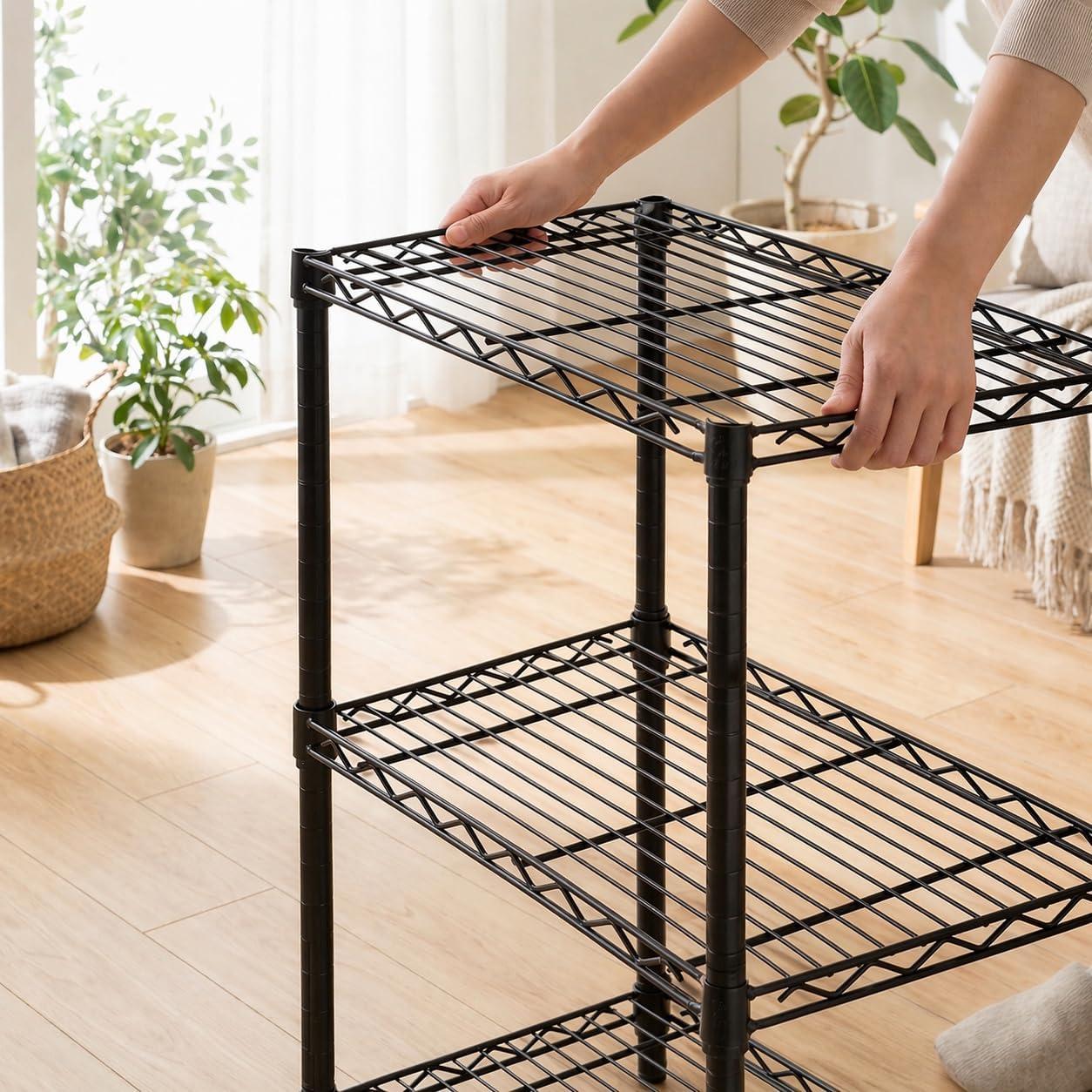 imageHoneyCanDo 3Tier Heavy Duty Adjustable Shelving Unit 250lb Per Shelf Metal Storage Rack NSF Certified Wire Shelf for Kitchen Garage Pantry Black 24 x 14 x 30 inBlack
