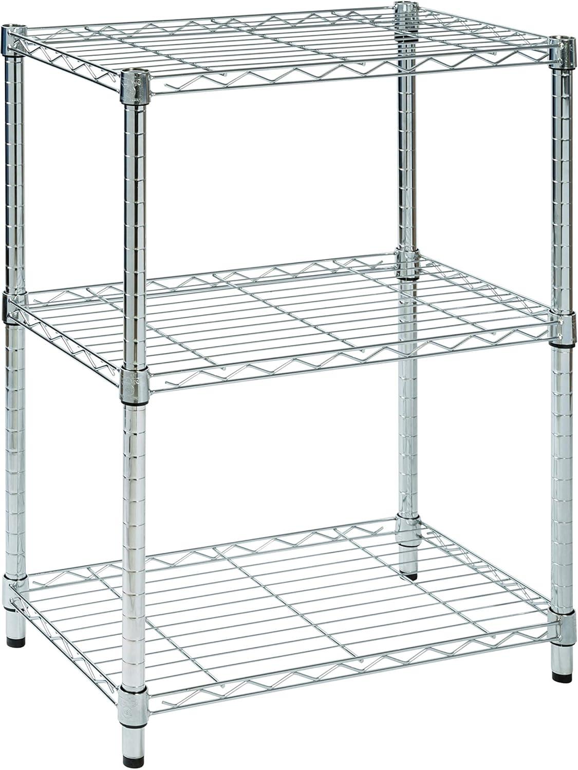 imageHoneyCanDo 3Tier Heavy Duty Adjustable Shelving Unit 250lb Per Shelf Metal Storage Rack NSF Certified Wire Shelf for Kitchen Garage Pantry Black 24 x 14 x 30 inChrome