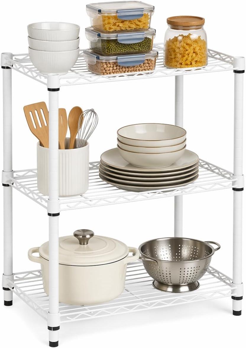 imageHoneyCanDo 3Tier Heavy Duty Adjustable Shelving Unit 250lb Per Shelf Metal Storage Rack NSF Certified Wire Shelf for Kitchen Garage Pantry Black 24 x 14 x 30 inWhite