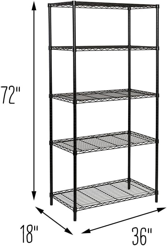 imageHoneyCanDo 3Tier Heavy Duty Adjustable Shelving Unit 250lb Per Shelf Metal Storage Rack NSF Certified Wire Shelf for Kitchen Garage Pantry Black 24 x 14 x 30 inBlack