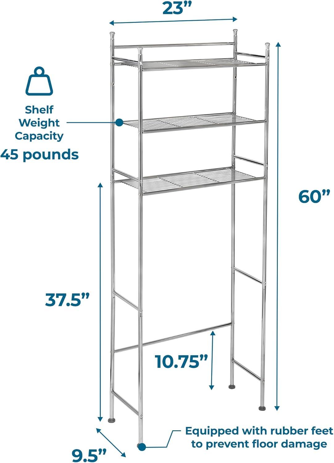 imageHoneyCanDo 3Tier Metal Bathroom Shelf Space Saver Over The Toilet Storage Rack Organizer Adjustable Chrome Wire Shelving Unit for Towels amp Toiletries 95 x 23 x 60 in3Tier Bathroom Tower Shelf
