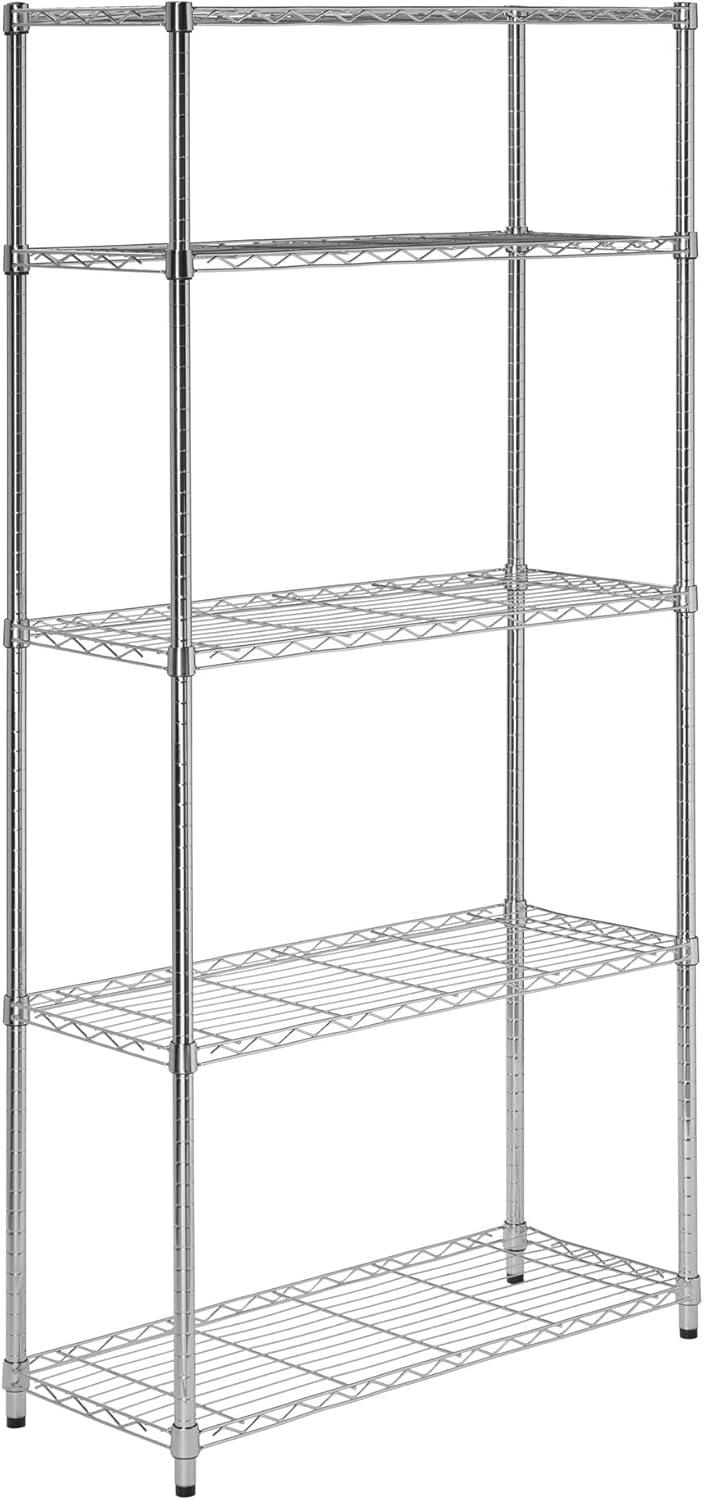 imageHoneyCanDo 5Tier Heavy Duty Adjustable Shelving Unit 200lb Per Shelf NSF Certified Metal Storage Rack Chrome Wire Shelf for Garage Kitchen Pantry 36 x 14 x 72 in