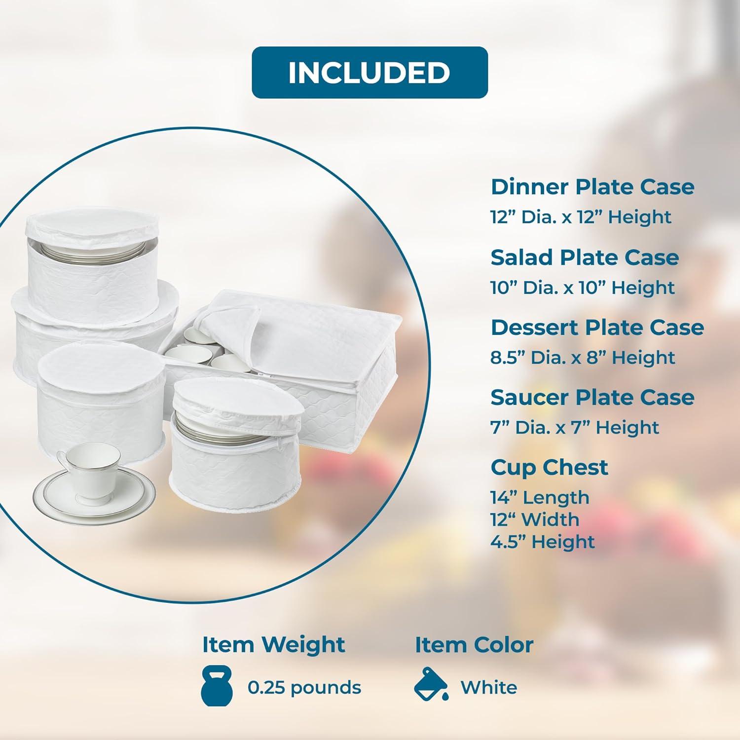 imageHoneyCanDo Dinnerware Storage Containers Set Perfect for Dish Storage China Storage and Cup Storage Quilted Containers To Keep Your Heirlooms and Fine China Protected and Organized 5Piece Set5 Piece