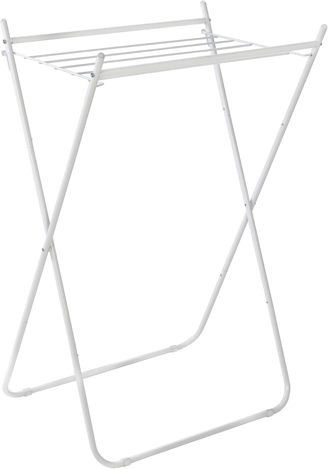 imageHoneyCanDo EasyFold Collapsible Clothes Drying Rack Sturdy Metal Laundry Rack Holds 40 lbs SpaceSaving Foldable Towel Rack for Indoor Outdoor Use NonSkid Feet WhiteAFrame