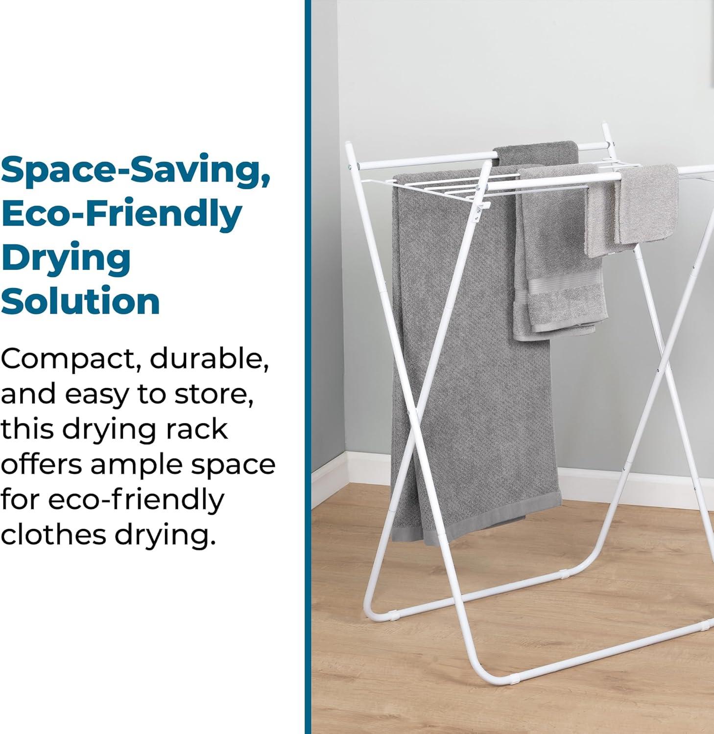 imageHoneyCanDo EasyFold Collapsible Clothes Drying Rack Sturdy Metal Laundry Rack Holds 40 lbs SpaceSaving Foldable Towel Rack for Indoor Outdoor Use NonSkid Feet WhiteAFrame