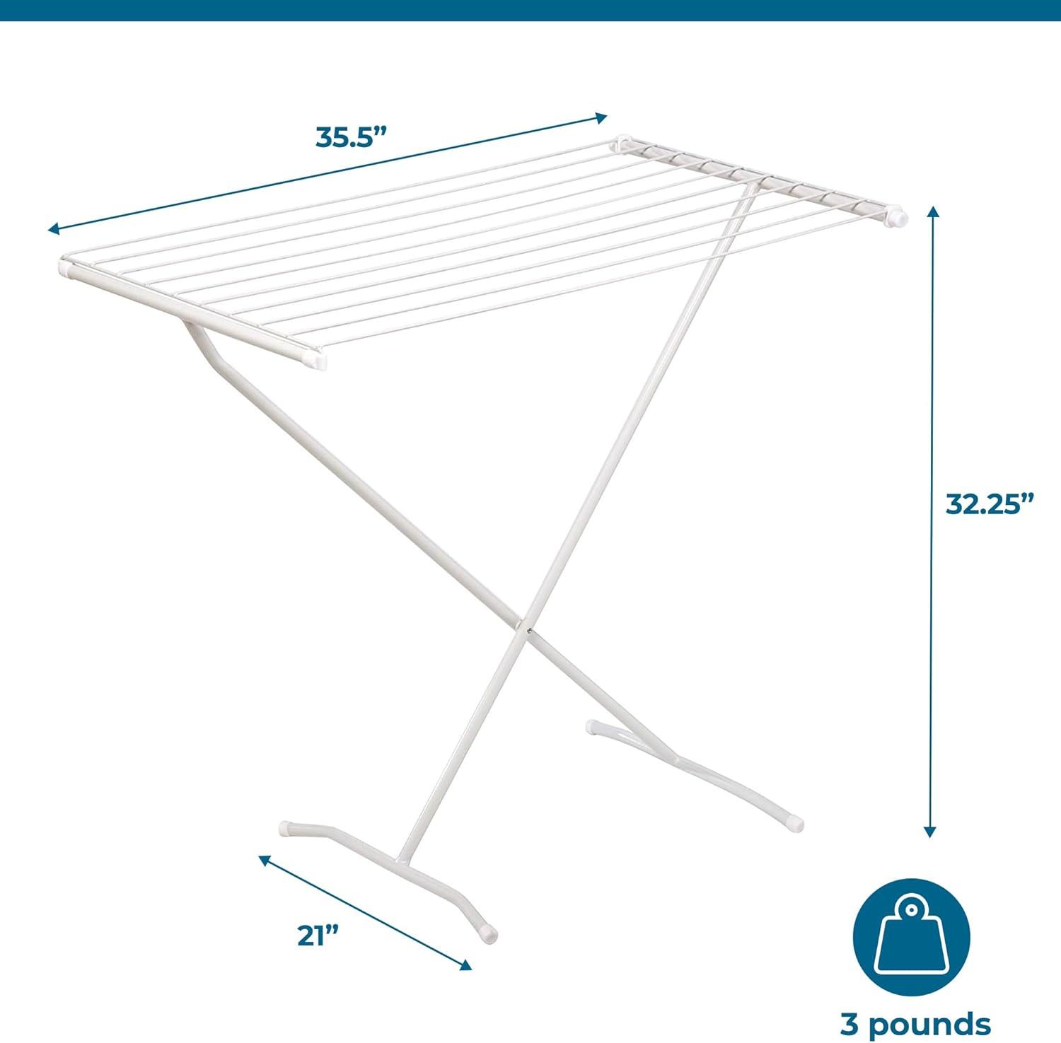 imageHoneyCanDo EasyFold Collapsible Clothes Drying Rack Sturdy Metal Laundry Rack Holds 40 lbs SpaceSaving Foldable Towel Rack for Indoor Outdoor Use NonSkid Feet WhiteXFrame