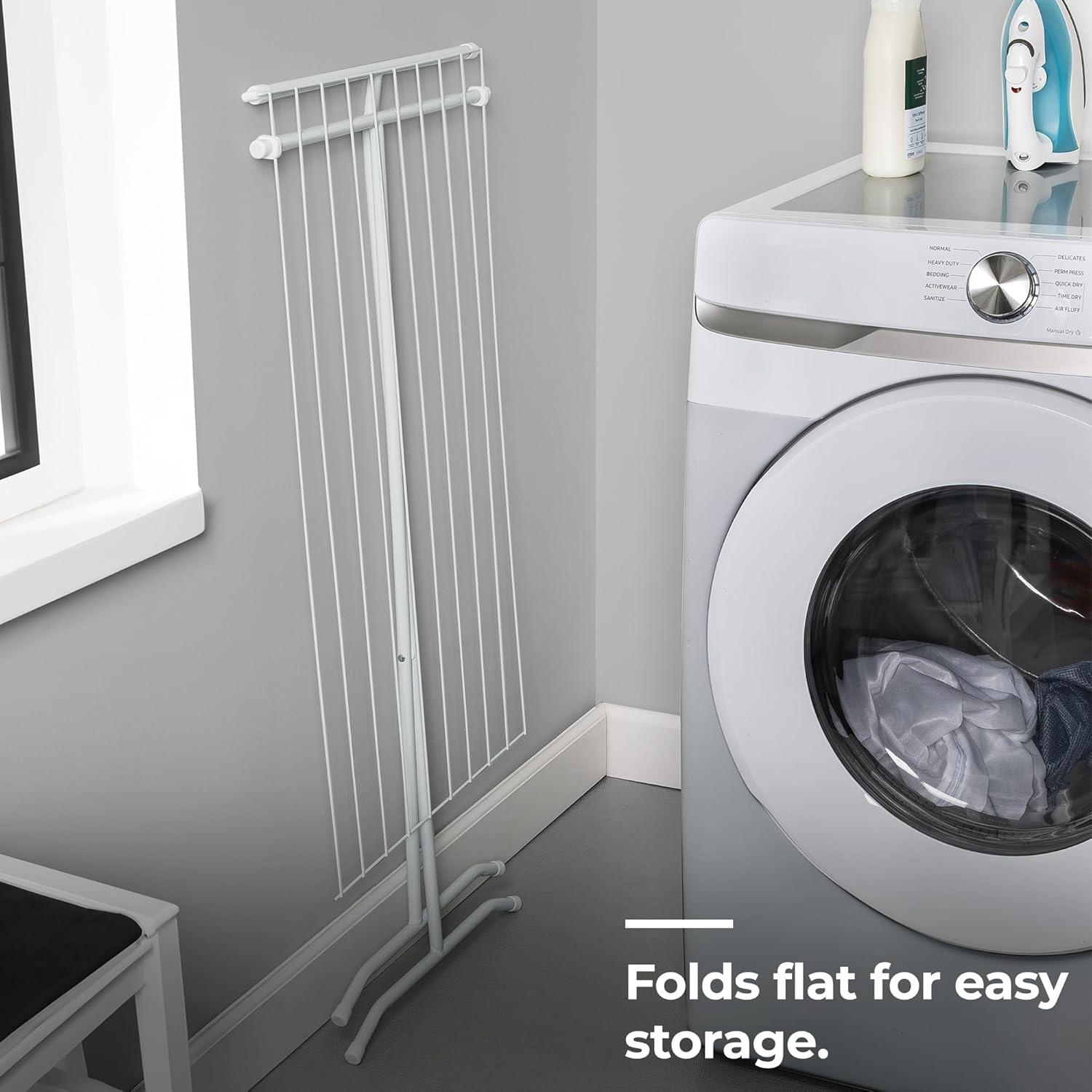 imageHoneyCanDo EasyFold Collapsible Clothes Drying Rack Sturdy Metal Laundry Rack Holds 40 lbs SpaceSaving Foldable Towel Rack for Indoor Outdoor Use NonSkid Feet WhiteXFrame