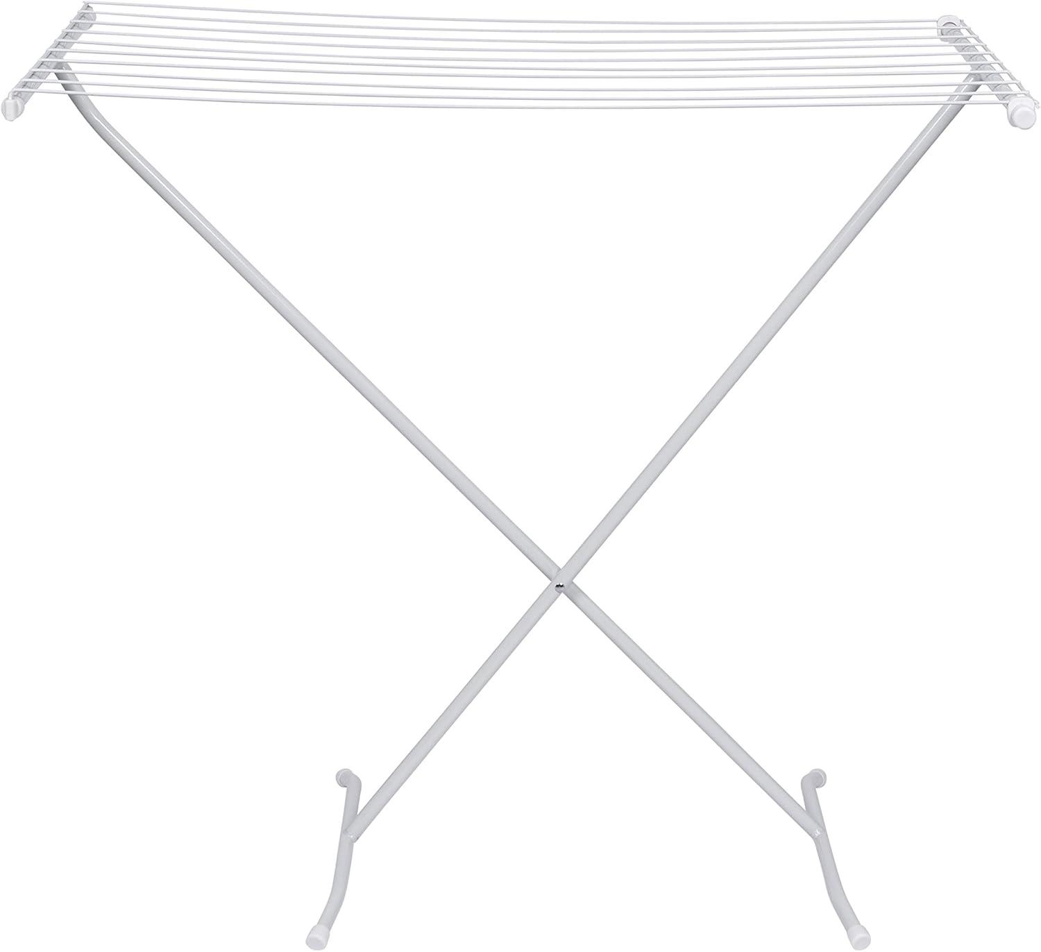 imageHoneyCanDo EasyFold Collapsible Clothes Drying Rack Sturdy Metal Laundry Rack Holds 40 lbs SpaceSaving Foldable Towel Rack for Indoor Outdoor Use NonSkid Feet WhiteXFrame
