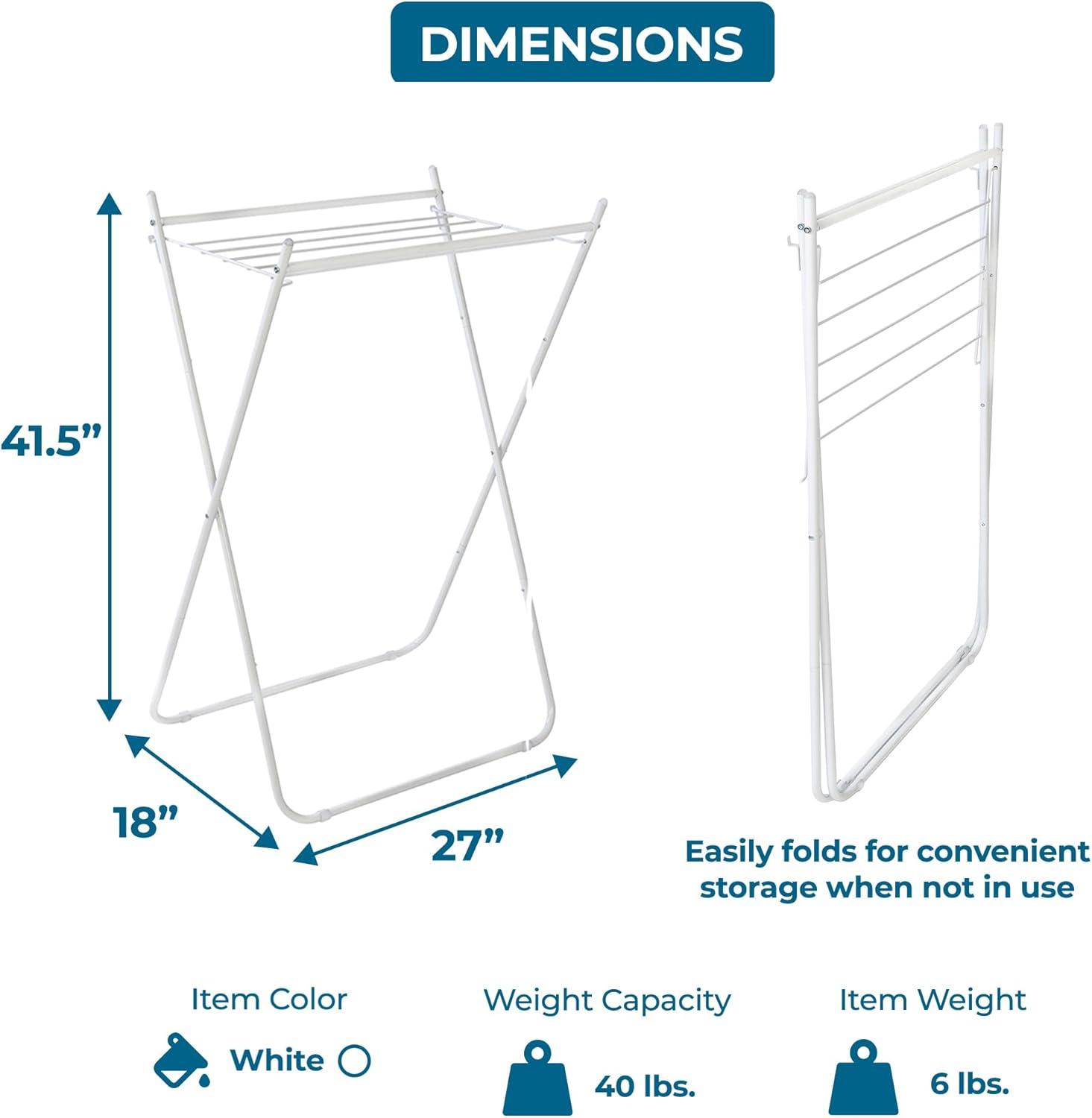 imageHoneyCanDo EasyFold Collapsible Clothes Drying Rack Sturdy Metal Laundry Rack Holds 40 lbs SpaceSaving Foldable Towel Rack for Indoor Outdoor Use NonSkid Feet WhiteAFrame