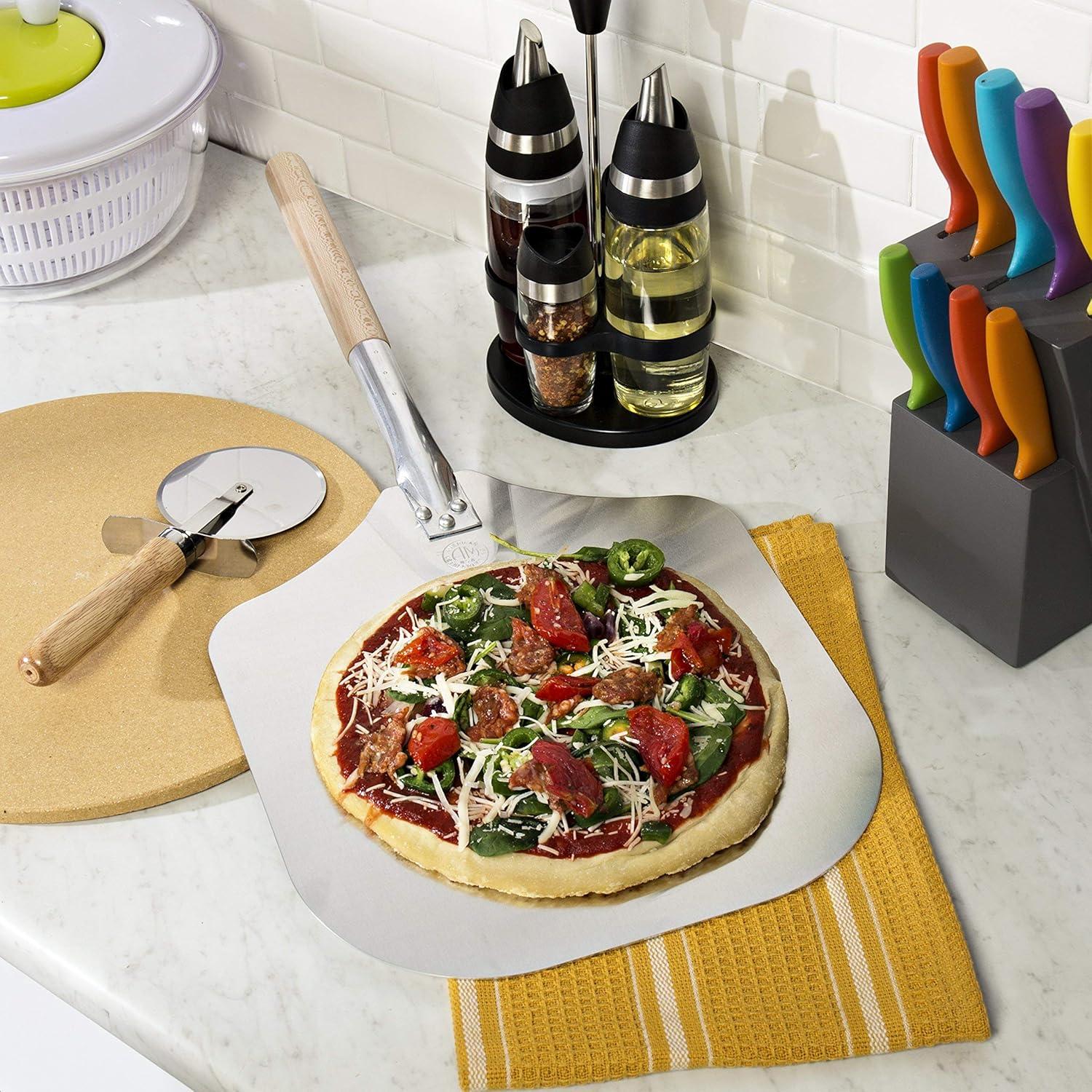 imageKitchen Supply 14Inch x 16Inch Aluminum Pizza Peel with Wood Handle