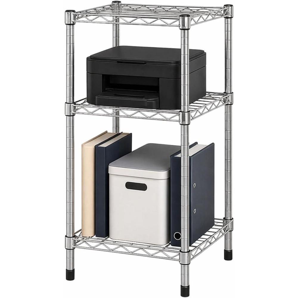 imageHoneyCanDo 3Tier Heavy Duty Adjustable Shelving Unit 250lb Per Shelf Metal Storage Rack NSF Certified Wire Shelf for Kitchen Garage Pantry Black 24 x 14 x 30 inChrome
