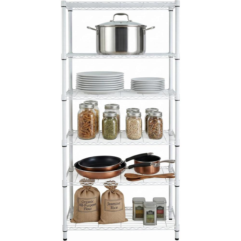 imageHoneyCanDo 3Tier Heavy Duty Adjustable Shelving Unit 250lb Per Shelf Metal Storage Rack NSF Certified Wire Shelf for Kitchen Garage Pantry Black 24 x 14 x 30 inWhite