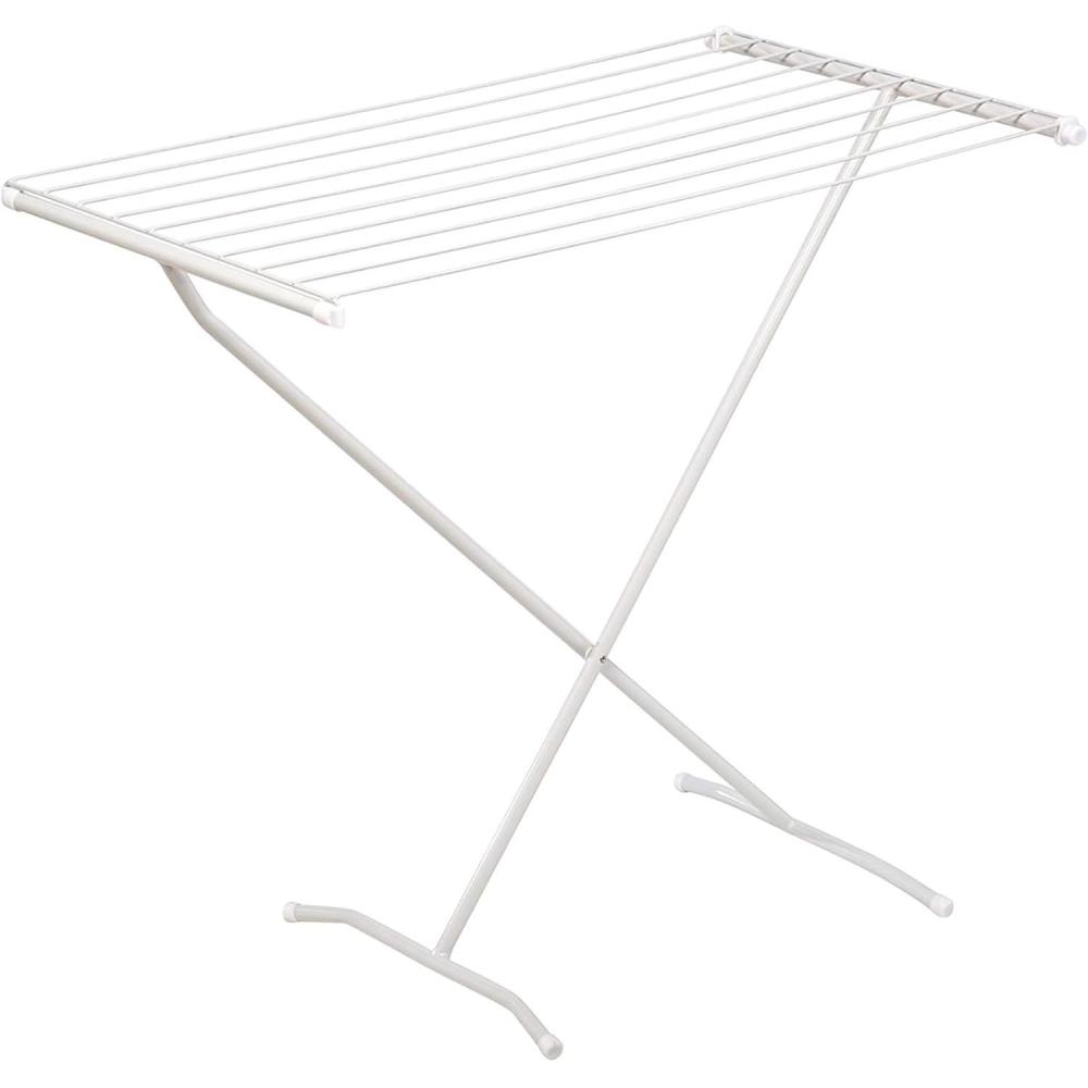 imageHoneyCanDo EasyFold Collapsible Clothes Drying Rack Sturdy Metal Laundry Rack Holds 40 lbs SpaceSaving Foldable Towel Rack for Indoor Outdoor Use NonSkid Feet WhiteXFrame