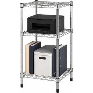 Honey-Can-Do 3-Tier Heavy Duty Adjustable Shelving Unit, 250-lb Per Shelf Metal Storage Rack, NSF Certified Wire Shelf for Kitchen Garage Pantry, Black, 24 x 14 x 30 in(Chrome)