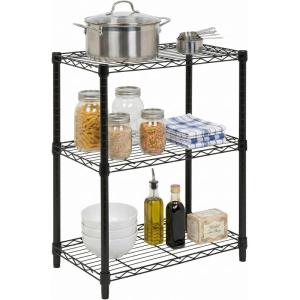 Honey-Can-Do 3-Tier Heavy Duty Adjustable Shelving Unit, 250-lb Per Shelf Metal Storage Rack, NSF Certified Wire Shelf for Kitchen Garage Pantry, Black, 24 x 14 x 30 in(Black)