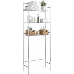 Honey-Can-Do 3-Tier Metal Bathroom Shelf Space Saver, Over The Toilet Storage Rack Organizer, Adjustable Chrome Wire Shelving Unit for Towels & Toiletries, 9.5 x 23 x 60 in(3-Tier Bathroom Tower Shelf)