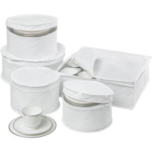 Honey-Can-Do Dinnerware Storage Containers Set, Perfect for Dish Storage, China Storage, and Cup Storage, Quilted Containers To Keep Your Heirlooms and Fine China Protected and Organized, 5-Piece Set(5 Piece)