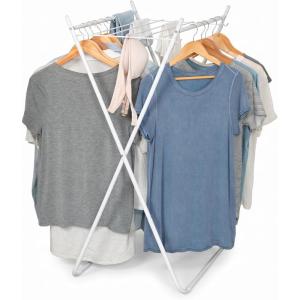 Honey-Can-Do Easy-Fold Collapsible Clothes Drying Rack, Sturdy Metal Laundry Rack Holds 40 lbs, Space-Saving Foldable Towel Rack for Indoor Outdoor Use, Non-Skid Feet, White(A-Frame)